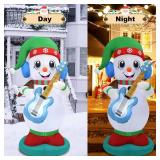 HZGDEJTG 6ft Christmas Inflatable Outdoor Decorations, Snowman Playing Guitar Inflatable Patio Decorations with LED Lights for Indoor Outdoor Patio Garden Christmas Decorations