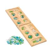 Regal Games Mancala Board Game - Fun Classic Table Game with Wooden Board for Adults & Kids - 48 Glass Mancala Beads & 2 Player Games - Ideal for Family Game Night, Travel (Ages 8+)