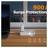TESSAN Surge Protector Flat Extension Cord 5Ft, Flat Plug Power Strip with 4 Outlets 3 USB Ports (1 USB C), 900 Joules Protection, Multiple Wall Outlet Extender Suitable for Home Office Dorm, Grey