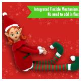 The Original Elf 12 Plush Christmas Elf Doll Poseable Shelf Sitter with Flexible Dangling Legs Perfect for Christmas Decorations, Toy Elf for Kids, Mini Elves, and Tree Topper (Girl)