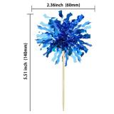 Gyufise 30Pcs Foil Firework Cupcake Toppers Happy Birthday Cake Toppers Sparkle Tinsel Flower Drink Stirrers Cocktail Food Fruit Toothpicks for Valentine