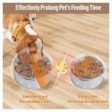 Bartuke Slow Feeder Insert for Dog Bowl, Cuttable Dog Slow Feeding Insert with 8 Upgraded Large Suction Cups, Adjustable Length 4.7-7, Fits Small Medium Dogs (Grey)