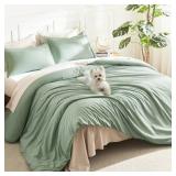 Litanika Twin/Twin XL Comforter Set Sage Green, 2 Pieces Comforter Sets Soft Down Alternative Comforter All Season Quilt Blanket (66x90In Comforter & 1 Pillowcase)