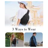 ecosmile Sling Bag Nylon Crossbody Bags for Women with Anti-theft RFID Blocking Pocket and Water Bottle Holder Cross Body Travel Purse with Adjustable Shoulder Strap, Large Black