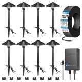 SUNVIE All-in-One LED Pathway Lighting Kit, 8-Pack Low Voltage Landscape Lights with Transformer and 100FT 16/2 AWG Wire, 3000K Waterproof Landscape Lighting with Connectors for Walkway Garden Yard