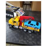 Dwi Dowellin Kids Toys for 3 4 5 6 7 Years Old Boys, 15 Large Tow Truck Toy,Friction Powered Transport Truck Crane Toy with Lights and Sounds,with Roadster,Toddlers Gifts