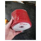 Traico 4 x 10 Yards Red Burlap Wired Ribbon for Christmas Tree Wedding Wreath Gift Wrapping Home Decor DIY Gift Wrapping