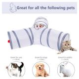 Alicedreamsky Cat Tunnel, Collapsible Tube with 1 Play Ball Toys, 3 Ways Tunnels for Indoor Cats, Puppy, Kitty, Kitten, Rabbit (White and Gray)