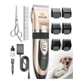 oneisall Dog Clipper Low Noise, Dog Grooming Kit with Rechargeable, Pet Shaver Cordless Electric Quiet Hair Clipper Set for Dogs Cats Pets Gold) LIGHTLY USED