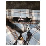 CHYRII Womens Button Down Flannel Shirts Long Sleeve Plaid Shacket Business Casual Blouse Topss Blue Haze-7123 XXL