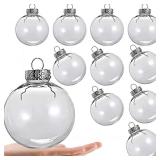10-Pack Clear Plastic Ornaments, 80mm Clear Plastic Refillable Decorative Ball, 3.15 inch Christmas Fillable Balls for DIY Crafts, Christmas Tree Decoration, Wedding Party, Christmas House Decoration