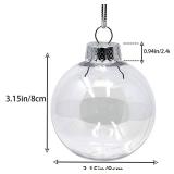 10-Pack Clear Plastic Ornaments, 80mm Clear Plastic Refillable Decorative Ball, 3.15 inch Christmas Fillable Balls for DIY Crafts, Christmas Tree Decoration, Wedding Party, Christmas House Decoration