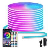 segrass 50ft RGB LED neon Rope Lights LED neon Strip Lights with Remote Control/APP Control IP65 24V Waterproof Flexible Neon LED Strip Lights,Led Lights for Bedroom Room Outdoors Decor