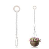 NIIIYTYB Hanging Plant Extender with Wooden Ring Connectable Durable Macrame Rope Plant Hanger Extension for Indoor Outdoor Pots Basket Holders Home Decoration Beige Handmade Woven Chain