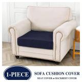 LA MEACK Couch Cushion Cover Seat Cushion Cover Stretch Armchair Cover Separate Sectional Sofa Slipcovers Furniture Protector(1 Piece for Seat or Sofa Backrest, Navy)
