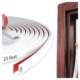 White Rubber Weather Stripping Door Seal Strip, D Shape Door Rubber Weather Seal Strip, SelfAdhesive Weatherstripping Soundproofing Doors Sealing Strip for Windows (23 feet, White)