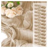 12 Pack Beige Table Runner 10FT Beige Cheesecloth Table Runner 21 x 120 inch Boho Gauze Cheese Cloth Table Runner Rustic Sheer Table Runner for Party Wedding Bridal Baby Shower Birthday Table Decor