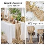12 Pack Beige Table Runner 10FT Beige Cheesecloth Table Runner 21 x 120 inch Boho Gauze Cheese Cloth Table Runner Rustic Sheer Table Runner for Party Wedding Bridal Baby Shower Birthday Table Decor