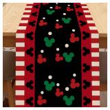 Seliem Red Black Table Runner, Funny Christmas Cute Polka Dot Home Kitchen Decor, Winter Holiday Seasonal Vintage Burlap Dining Decoration Indoor Outdoor Party Supply 13 x 72 Inches