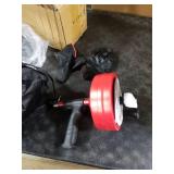 Drain Snake 50 Ft, Plumbing Snake for Sink with Drill Attachment, Snake Drain Clog Remover for Shower Drain, Kitchen, and Sink, Manual or Powered Use, Comes with Gloves and Storage Bag, 1/4 Inch, Red