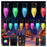 Brightown Smart C9 Christmas Lights Outdoor, 100 LED Christmas Color Changing Fairy Lights App Control, Music Sync, RGB, Shatterproof Connectable C9 String Lights for Tree House Indoor Xmas Decor