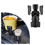 Suvnie Dual Car Cup Holder Expander, 2 in 1 Multifunctional Auto Drink Adapter with Adjustable Base, 360 Degrees Rotating Cupholder Extender with Compass, Universal Car Accessories