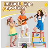 Jeefu Mini Karaoke Machine, Portable Bluetooth Karaoke Speaker with 2 Wireless Microphones, Singing Machine with Party Lights for Kids and Adults, Birthday Gifts for Girls Boys Family Home Party