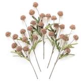 Floroom 5pcs Light Taupe Faux Silk Mums Artificial Flowers, Bulk Fake Small Mini Chrysanthemums with Stems for DIY Wedding Centerpieces Floral Arrangements Vase Fillers Home Decorations