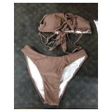 ZAFUL Women High Cut Bikini Sets String Sexy Swimsuit Two Piece Underwire Bathing Suit Brazilian Cheeky Cut Out Cute Swimwear Coffee M