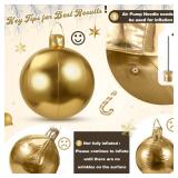 Jetec 4 Pcs 17 Christmas Inflatable Ball Ornament with Glitter Cloth Cover, Large PVC Xmas Blow up Ornaments Holiday Blow Ball for Yard Outdoor Lawn Porch Decorations (Round,Gold,Sliver,Red,Green)