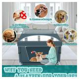 XVISHX 42x42 Inch Puppy Playpen with Cover, Dog Playpen for Puppies or Small Dogs, Pet Playpen for Indoor & Outdoor, Sturdy DogPen with Thickened Fabric, High-Strength Nylon Wire Mesh, Bluish Green