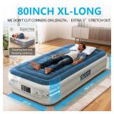 VOSSER Twin Air Mattress with Built-in Pump,Fast & Easy Inflation/Deflation Inflatable Mattress, Foldable Blow Up Mattress with Storage Bag, Inflatable Bed for Home, Camping & Guests