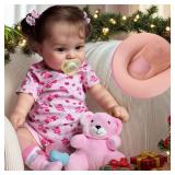 JIZHI Lifelike Reborn Baby Dolls - 20Inch-Real Baby Feeling Realistic-Newborn Baby Doll Adorable Smiling Real Life Baby Dolls with Gift Box for Kids Age 3