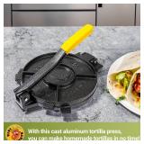 Vivicreate 10 Inch Cast Iron Tortilla Press Heavy Duty Tortilla Maker for Flour Corn Rotis Quesadillas Dough Press Flatbread Kitchen Tool Prensa para Tortillas de Hierro Fundido