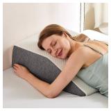 Sweetcrispy Wedge Pillow, Body Pillow for Sleep Apnea, Neck Pain Relief, Post Surgery, Sleeping Comfort, Acid Reflux, Heartburn, Back Pain Relief and Snoring, 7Inch, White& Grey