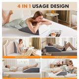 Sweetcrispy Wedge Pillow, Body Pillow for Sleep Apnea, Neck Pain Relief, Post Surgery, Sleeping Comfort, Acid Reflux, Heartburn, Back Pain Relief and Snoring, 7Inch, White& Grey