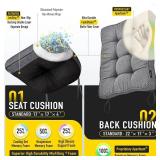 SUNROX Memory Foam Non Slip Rocking Chair Cushion, FadeShield Water Resistant Thicken Durable Tufted Pads, Set of Seat & Back Cushion with Ties for Indoor/Outdoor Rocker, 2 Piece, Heather Charcoal