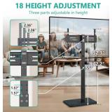 WALI Floor TV Stand with Power Outlet, Tall TV Stand Mount for 32-75 inch TV up to 110 lbs, Swivel and Height Adjustable TV Stands with Wood Base for Bedroom, Office(TVDVD-7P), Black