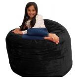 $105 ULTIMATE SACK 3000 3-Foot Bean Bag Chair, Black Suede Cover   Oversized Foam Lounger, Floor Seat, Small Sofa, or Couch Bed for Living Area, Gaming Room, or Reading Lounge