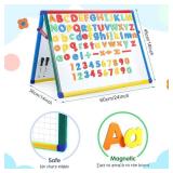 SWANCROWN Magnetic Board for Kids - Tabletop White Board for Children- 24x18 Inch Double Sided Foldable Dry Erase Board Standing with 82Pcs Alphabet Magnets Whiteboard Letters