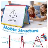 SWANCROWN Magnetic Board for Kids - Tabletop White Board for Children- 24x18 Inch Double Sided Foldable Dry Erase Board Standing with 82Pcs Alphabet Magnets Whiteboard Letters