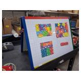 SWANCROWN Magnetic Board for Kids - Tabletop White Board for Children- 24x18 Inch Double Sided Foldable Dry Erase Board Standing with 82Pcs Alphabet Magnets Whiteboard Letters