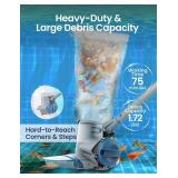 $219 KOKIDO Rechargeable Heavy Duty Pool Leaf Vacuum Cleaner, Commercial Power Suction for Pool Closing, Standard and Fine Filter Bags, for Larger Leaves and Debris, Inground and Above Ground Pools XV