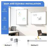WALGLASS Double-Sided White Board, 24" x 18" Dry Erase Board Magnetic Whiteboard for Wall, Hanging Mounted Whiteboard Silver Aluminium Frame for Home, School, Office, Kitchen