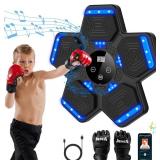 2025 Music Boxing Machine for Adults and Kids, Smart Bluetooth Boxing Training Equipment with Gloves Wall Mounted, Workout Punching Machine for Home,Office and Gym