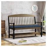 baibu 36 Inch Classic Solid Color Bench Cushion with Ties, Non-Slip Indoor Rectangle Bench Seat Cushion Standard Size Foam Pad with Machine Washable Cover - One Pad Only (Dark Blue, 36x15x1.5in)