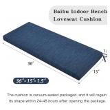 baibu 36 Inch Classic Solid Color Bench Cushion with Ties, Non-Slip Indoor Rectangle Bench Seat Cushion Standard Size Foam Pad with Machine Washable Cover - One Pad Only (Dark Blue, 36x15x1.5in)