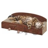 FUKUMARU 26 Inch Cat Scratcher Bed, 2 Reversible Cardboard Cat Scratch Pads Refill for Indoor Cats, Durable Large Cats Scratching Bed Sofa Couch Lounger with Fun Toys, Furniture Protector, Caramel
