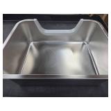 Stainless Steel Cat Litter Box, Steel Litter Pan with Curved Low Entry, Leak Proof 6 Inch High Side for Urine, Easy Entry for Kittens Older Cats, No Slip, 17.7" x 13.8" x 6", Silver