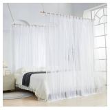 Mengersi Canopy Bed Curtains with Poles for King,Queen,Full and Twin Bed, Bed Canopy Drapes Sheer Curtains for Girls Adults Bedroom Decoration (White) (5